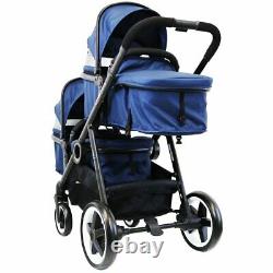 Baby Newborn Pram System Twin Tandem Pushchair +2nd Seat +Carseats +Adaptors New