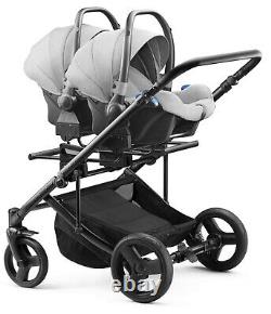 Baby Pram Jedo DUO FOR TWINS, Double Pushchair + 2xCar Seat, 4in1 Travel System