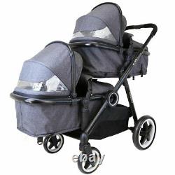 Baby Pram System Double Twin Travel Tandem Pushchair Buggy Stroller Cookie New