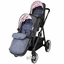 Baby Pram System Double Twin Travel Tandem Pushchair Buggy Stroller Cookie New