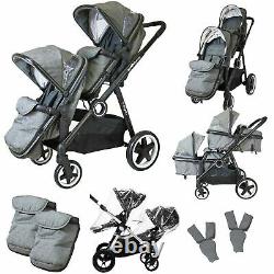 Baby Pram System Double Twin Travel Tandem Pushchair Buggy Stroller -Harmony New