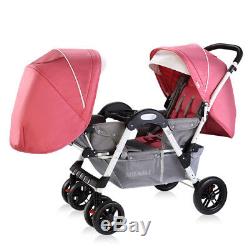 Baby Stroller Twin Lightweight Stroller Travel Double pushchair with Second Seat