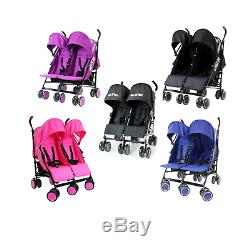 Baby TWIN Lightweight Pram Stroller Travel Buggy Child Double Pushchair New