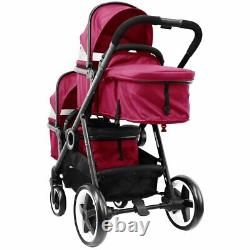 Baby Tandem Double Twin Pram Travel System + Carseat, Carrycot & Raincover New