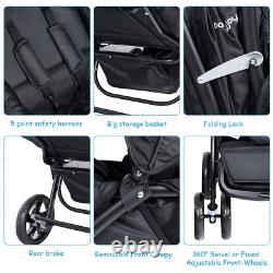 Baby Toddler Double Stroller Foldable Lightweight Stroller Infant Pushchair