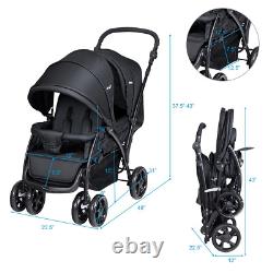 Baby Toddler Double Stroller Foldable Lightweight Stroller Infant Pushchair