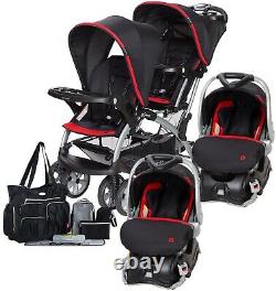 Baby Trend Double Stroller with 2 Car Seats Bag Twins Combo Travel System Set