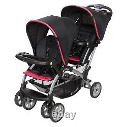 Baby Trend Double Stroller with 2 Car Seats Sit N Stand Optic Pink Travel System