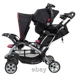 Baby Trend Double Stroller with 2 Car Seats Sit N Stand Optic Pink Travel System