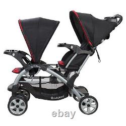 Baby Trend Double Stroller with 2 Car Seats Twins Red Combo Playard 2 Swings Bag