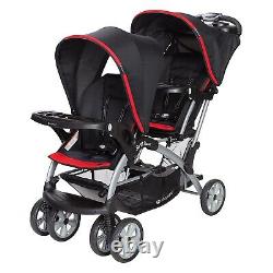 Baby Trend Double Stroller with 2 Car Seats Twins Red Combo Playard 2 Swings Bag