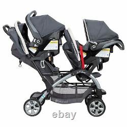 Baby Trend Double Stroller with 2 Car Seats and Base Twins Travel System