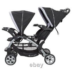 Baby Trend Elite Boy Double Stroller with 2 Car Seats Twins Nursery Center Bag