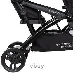 Baby Trend Sit N' Stand Double Stroller 2.0 DLX with5 Point Safety Harness, Stormy