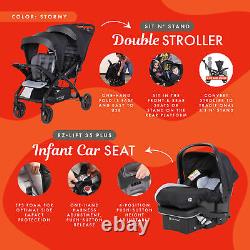 Baby Trend Sit N' Stand Double Stroller with EZ-Lift Car Seat (2 Pack), Stormy