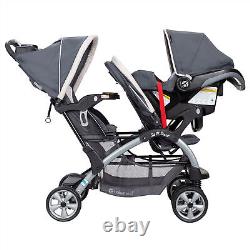 Baby Trend Sit N' Stand Easy Fold Travel Toddler/Baby Double Stroller, Magnolia