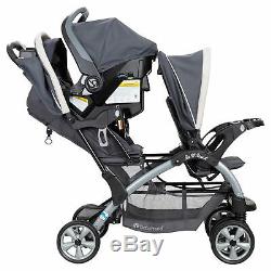 Baby Trend Sit N' Stand Easy Fold Twin Double Infant Toddler Stroller, Magnolia