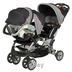 Baby Trend Sit N Stand Plus Double Stroller Gray Black Millennium 2 Babies Twins