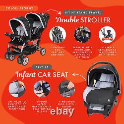 Baby Trend Sit N Stand Travel Double Baby Stroller and Car Seat Combo, Stormy