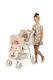Baby Twin Doll Stroller Double Buggy Pushchair Beige And Cream Pram Twin Doll