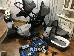 Baby Twin Travel System Double Pushchair Car Seats Cot BARGAIN Onyx Tandem
