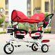Baby Twin Tricycle Stroller 3 Wheels Double Stroller For Kids Twins Guardrail