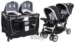 Baby Twins Combo Playard Infant Stroller with 2 Car Seats Bag Unisex Travel Set