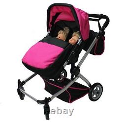 Babyboo Deluxe Twin Doll Stroller Foldable Double Doll Pram with Adjustable Hand