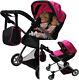 Babyboo Deluxe Twin Doll Stroller Foldable Double Pram With Adjustable