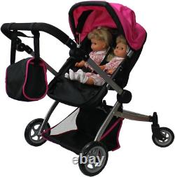 Babyboo Deluxe Twin Doll Stroller Foldable Double Pram with Adjustable