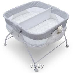 Bassinet Twin Infant Sleeper Double Easy Fold Ultra Compact Baby Crib Aqua Geo
