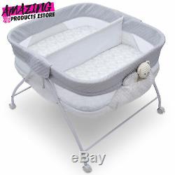 Bassinet Twin Infant Sleeper Double Easy Fold Ultra Compact Baby Crib Aqua Geo