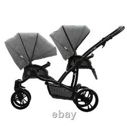 Bebetto 42 Simple 3in1 twin stroller double pram pushchair tandem 2x car seat