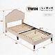 Bed Frame Withfabric Upholstered Headboard & Wooden Slats Twin/full/queen Size