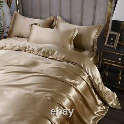 Bedding Set Duvet Cover Bed Sheet Pillowcase Satin Double Bedsheet King Queen