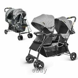 Besrey Double Stroller with a Rain Cover Buggy Pushchair Pram Twins Stroller