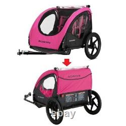 Bike Trailer Kid Carrier Bicycle Double Twin Toddler Baby Infant Pet Dog Folding