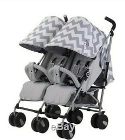 Billie Faiers MB22 Grey Chevron Twin Strolle. Used. RRP £199.99