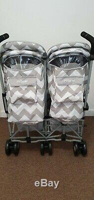 Billie Faiers MB22 Grey Chevron Twin Strolle. Used. RRP £199.99