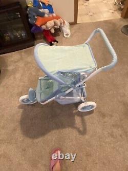 Bitty Baby Twin Blue Double Stroller Foldable American Girl Retired