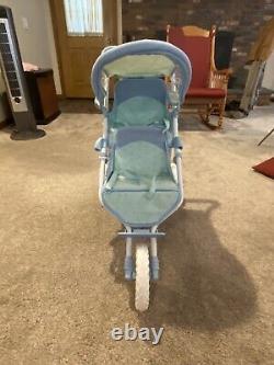 Bitty Baby Twin Blue Double Stroller Foldable American Girl Retired