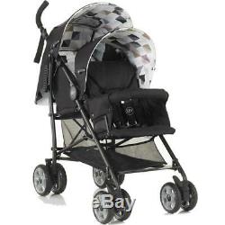 Black Tandem Stroller Duo Twin Pushchair Double Newborn Baby Toddler Buggy Pram