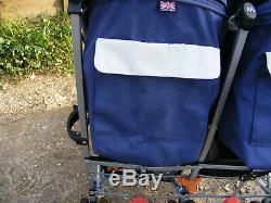 Blue Maclaren Twin Triumph Double Seat Umbrella Buggy Pushchair Stroller