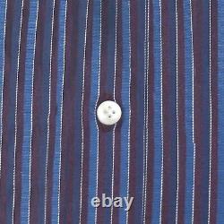 Blue Maroon Stripes Penny Round Baby Collar Men Peaky Blinders Club Shelby Shirt