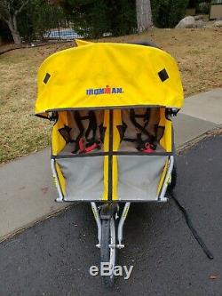 Bob Ironman Duallie Twin Baby Jogger Double Jogging Stroller Yellow Pre owned