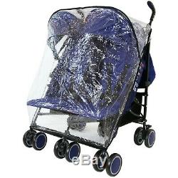 Boys Blue Navy Twin Stroller Buggy Pushchair inc Raincover Parasol & Footmuffs