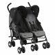 Boys Girls Chicco Lightweight Twin Double Black Grey Stroller Buggy In Raincover