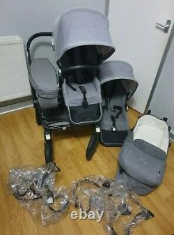 Bugaboo Donkey 2 In Melange With Twin Seats, Carrycot, Footmuffs