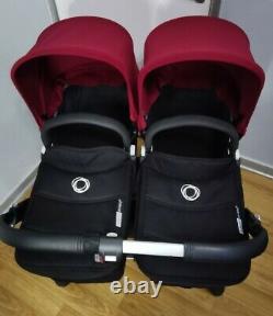 Bugaboo Donkey 2 TWIN RUBY RED HOODS GREAT CONDITION