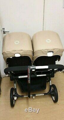 Bugaboo Donkey Complete Twin Set In Sand With Carrycots, Footmuff, Car Seats Etc